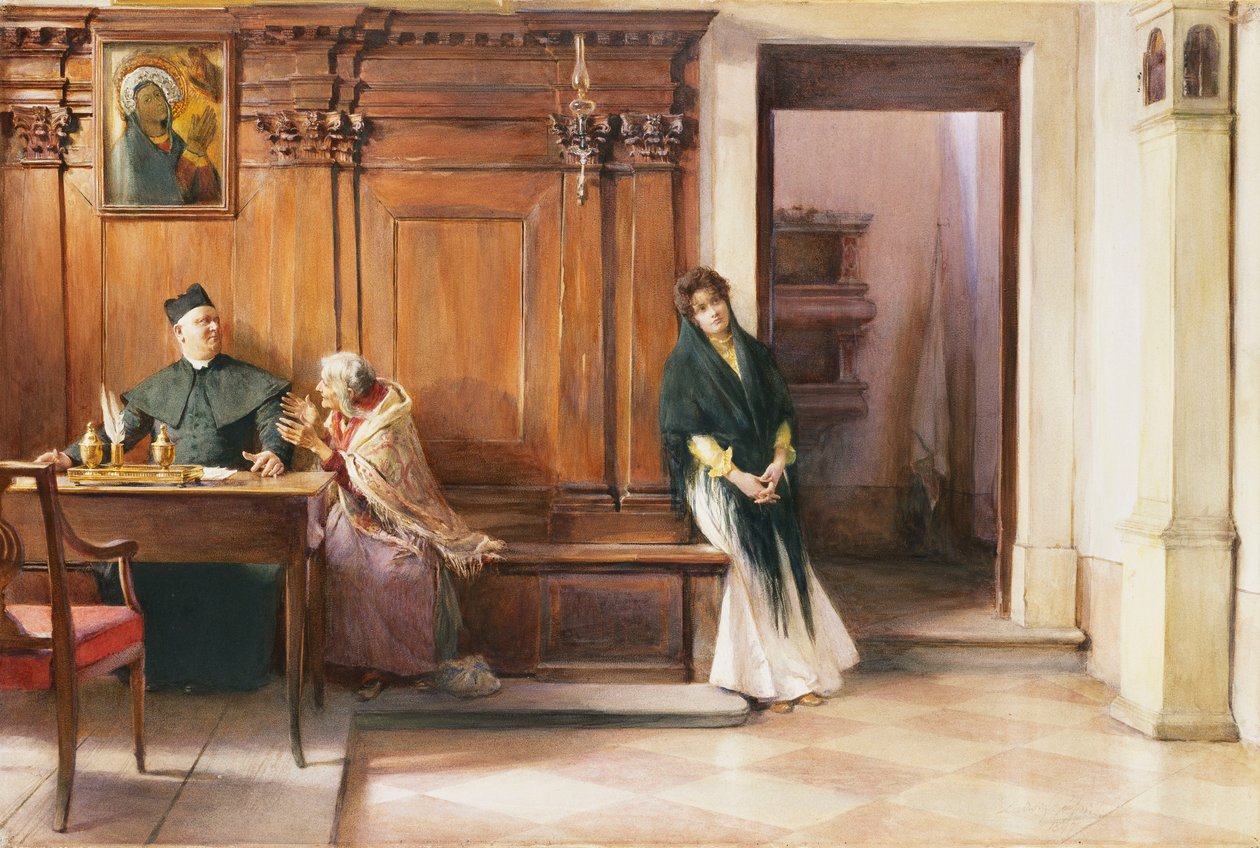 A Clerical Intervention, 1897 af Ludwig Passini
