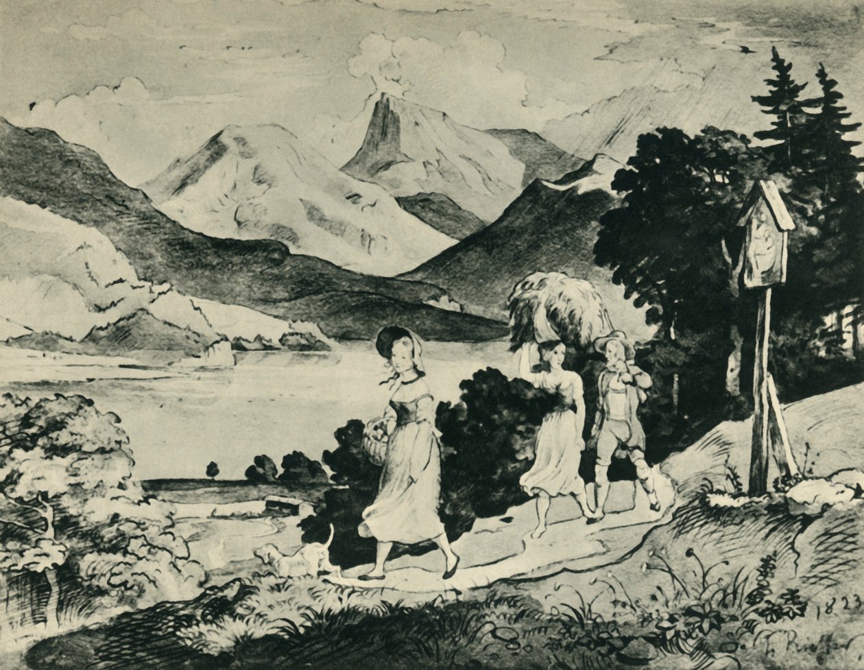 Lake Fuschl, Salzburg, Østrig, 1823, 1943. af Ludwig Richter