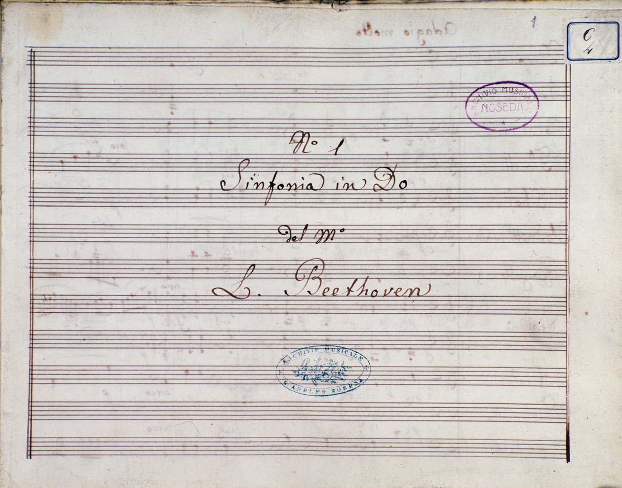 Første side af noderne til Symfoni nr. 1 og C-dur opus 21 af Ludwig van Beethoven af Ludwig van Beethoven