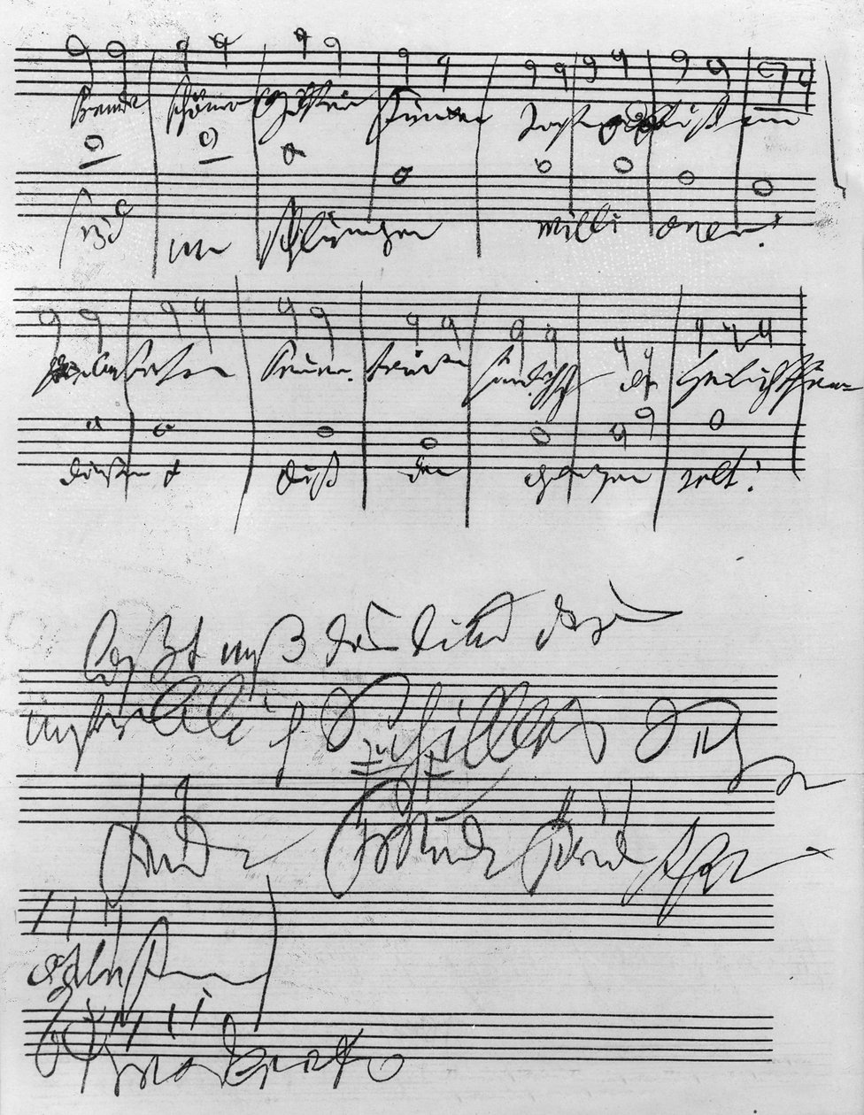 Håndskrevet partitur (blæk på papir) af Ludwig van Beethoven