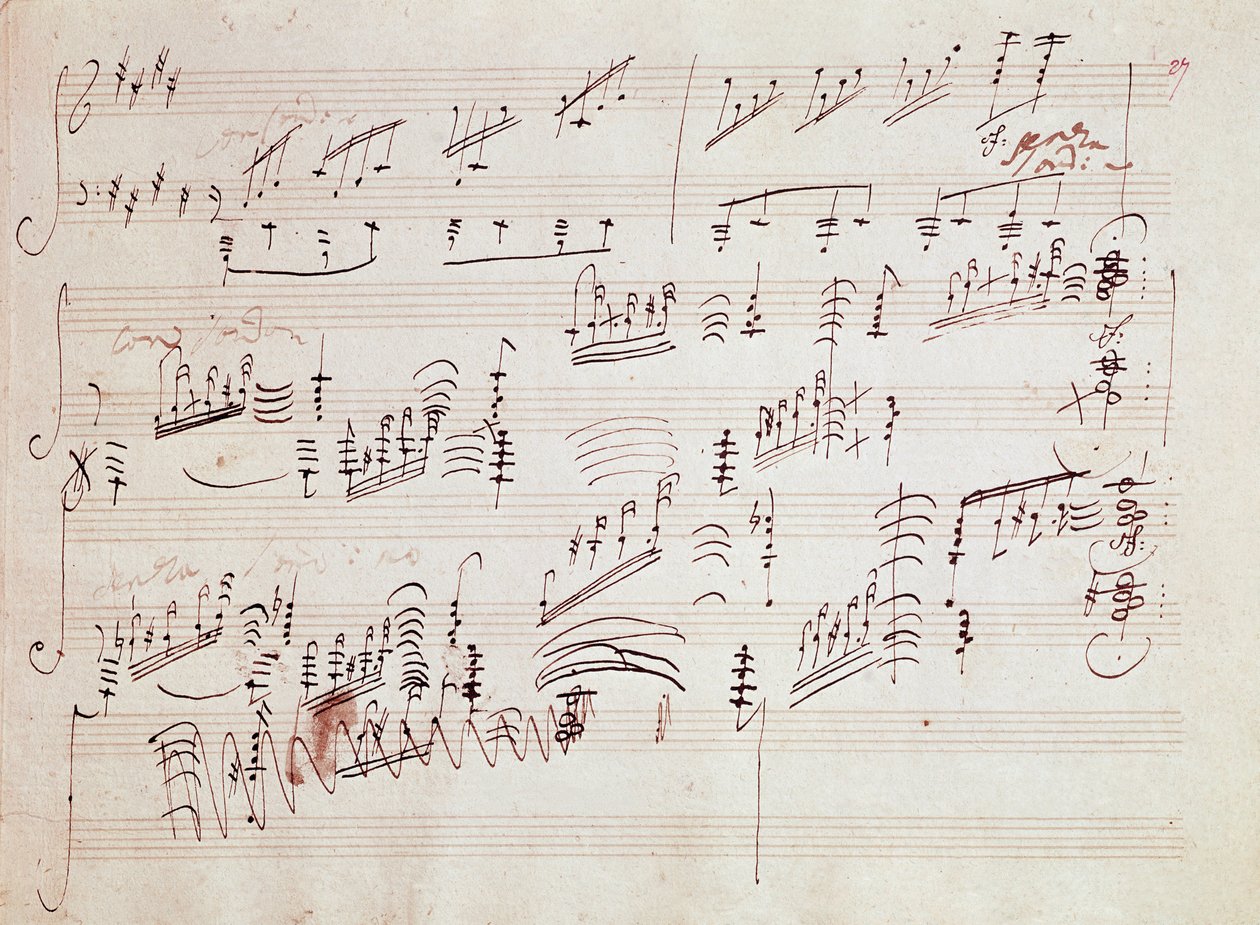 Nodehæfter til "" Sonata pour piano n* 14 en do diese minor" "" Sonata au clair de lune" af den tyske komponist Ludwig van Beethoven (1770-1827) komponeret i 1801. House, Natale de Beethoven, Bonn. Tyskland af Ludwig van Beethoven