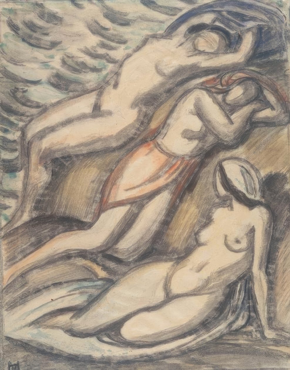 Tre kvinder bader af Ludwig von Hofmann