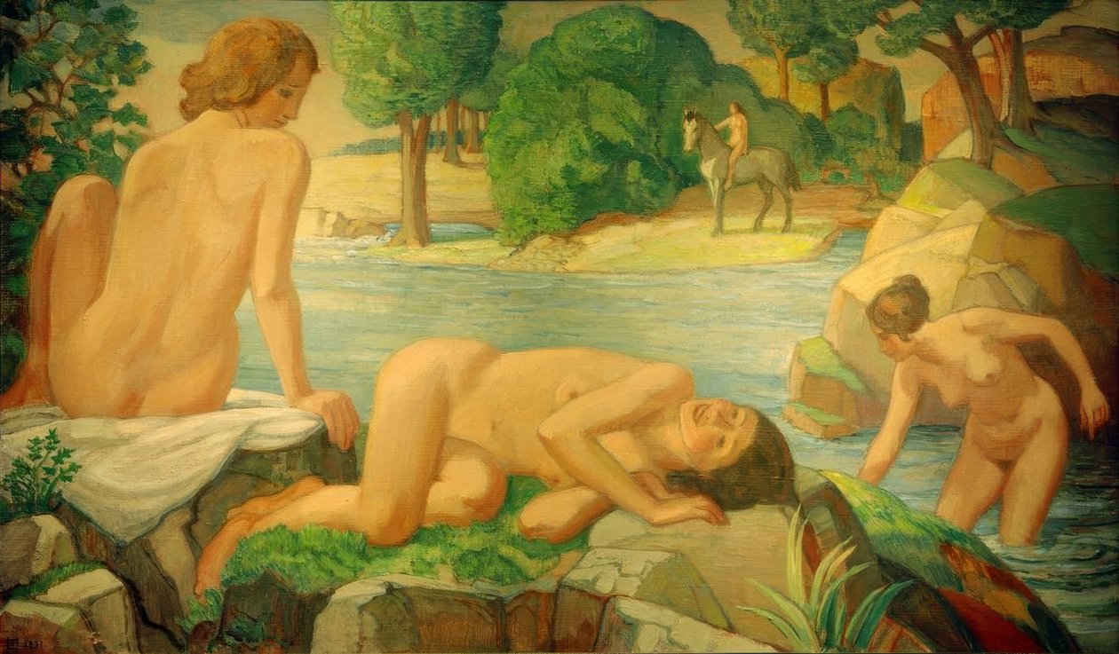 Sommer (kvinder ved dammen) af Ludwig von Hofmann