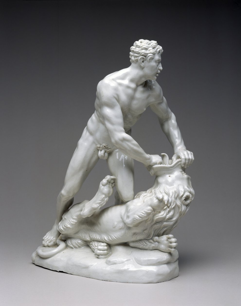Figur af Hercules og Nemean Lion, ca. 1775 (hårdt-pasta porcelæn) af Ludwigsburg Porcelain Factory Ludwigsburg Porcelain Factory