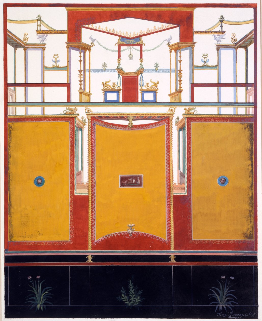 Vægdekorationer fra huset til Aulus Vettius, Pompeji, ca. 36-39 e.Kr., 1987 af Luigi Bazzani
