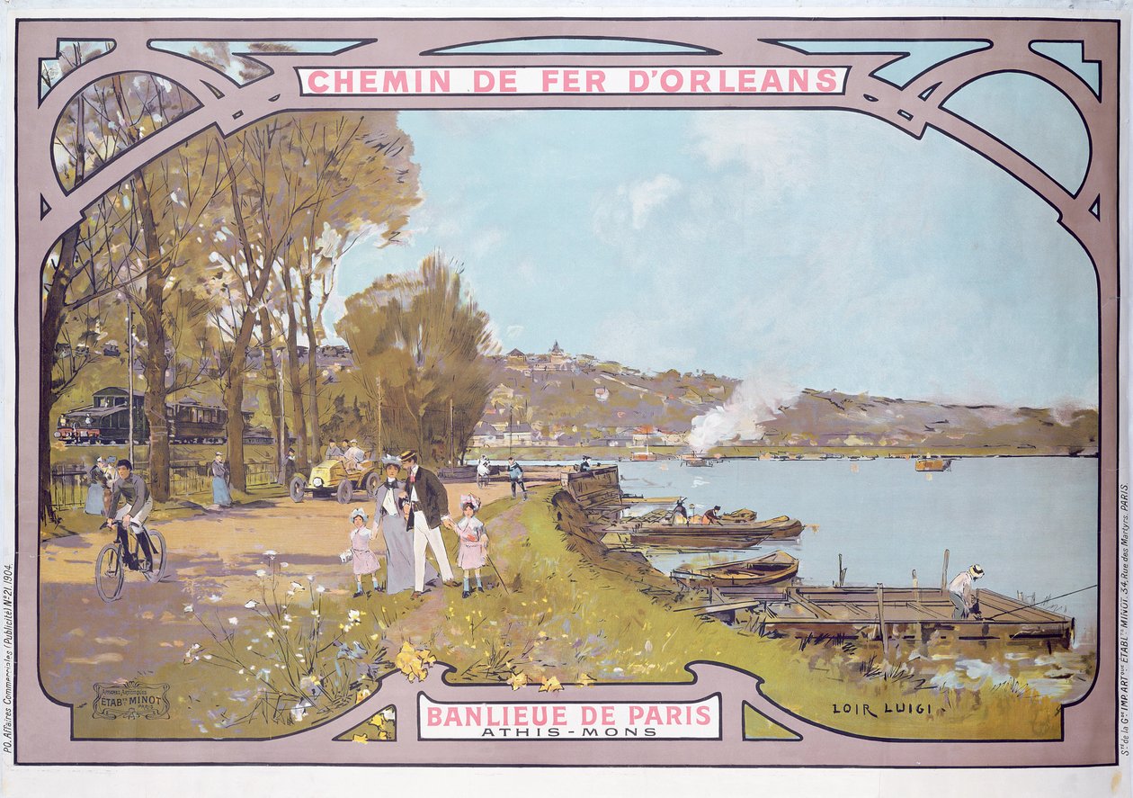 Plakat, der reklamerer for attraktionerne ved et besøg i den parisiske forstad Athis-Mons med 