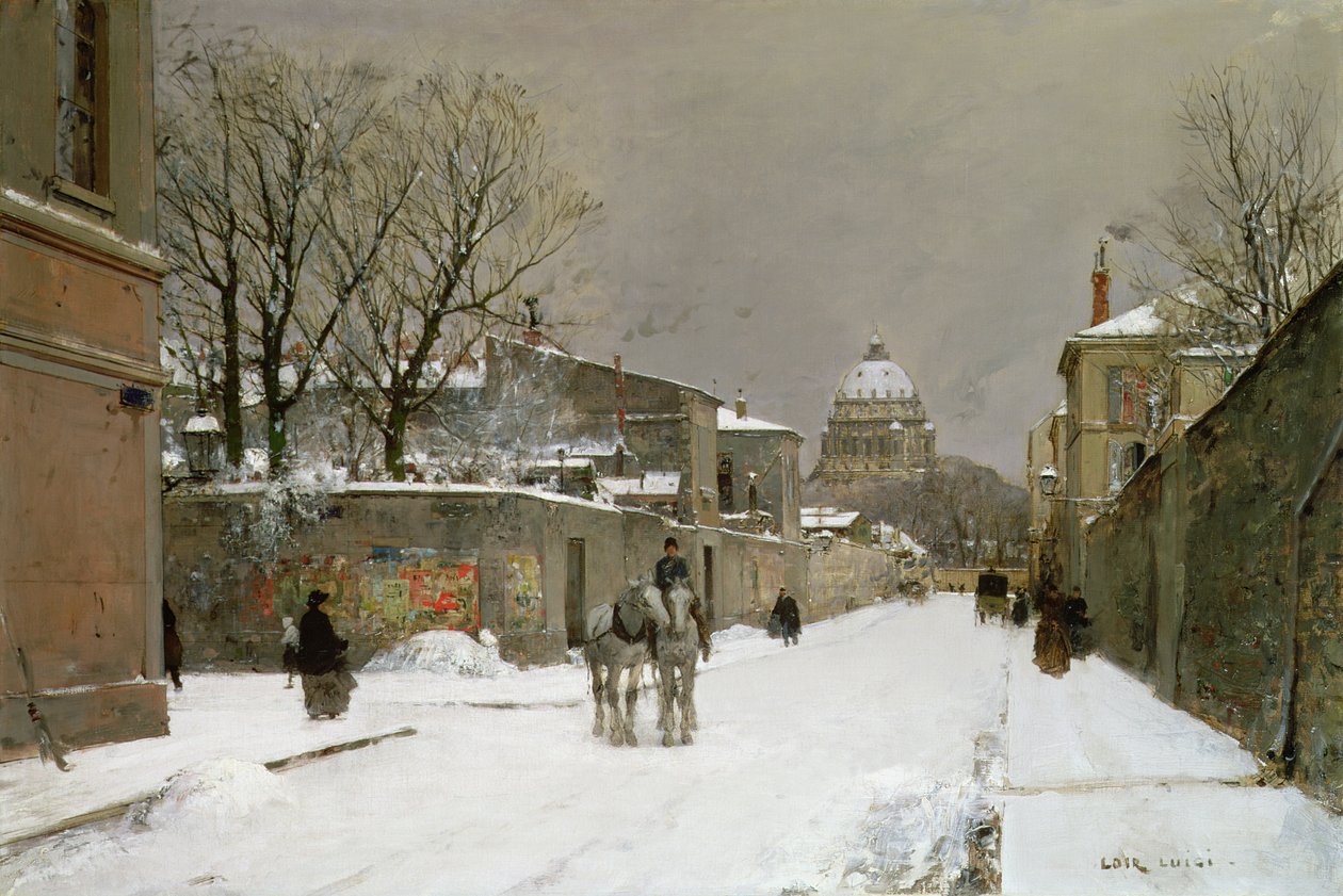Vinterlandskab nær Les Invalides, Paris af Luigi Loir
