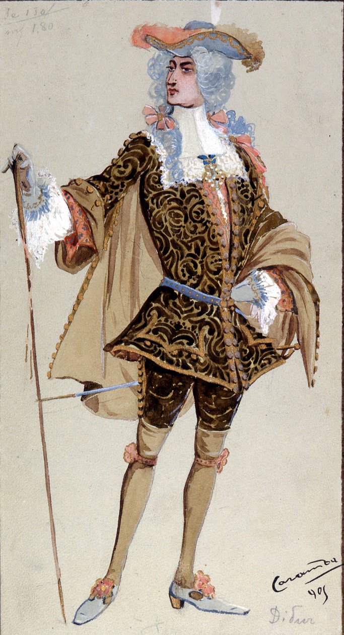 Kostumedesign til grev Almaviva, fra "Figaros ægteskab", 1905 af Luigi Sapelli Caramba