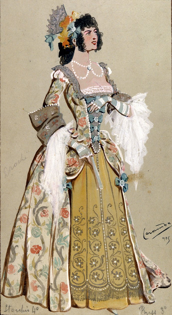 Kostumedesign til grevinde Almaviva, fra "The Marriage of Figaro", 1905 af Luigi Sapelli Caramba