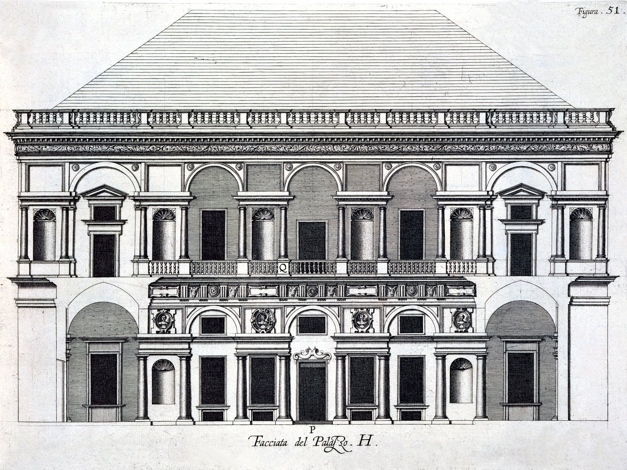 Design til det kongelige palads i Caserta, 1756 af Luigi Vanvitelli