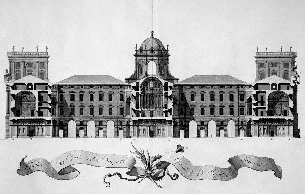 Design til det kongelige palads i Caserta, 1756 af Luigi Vanvitelli
