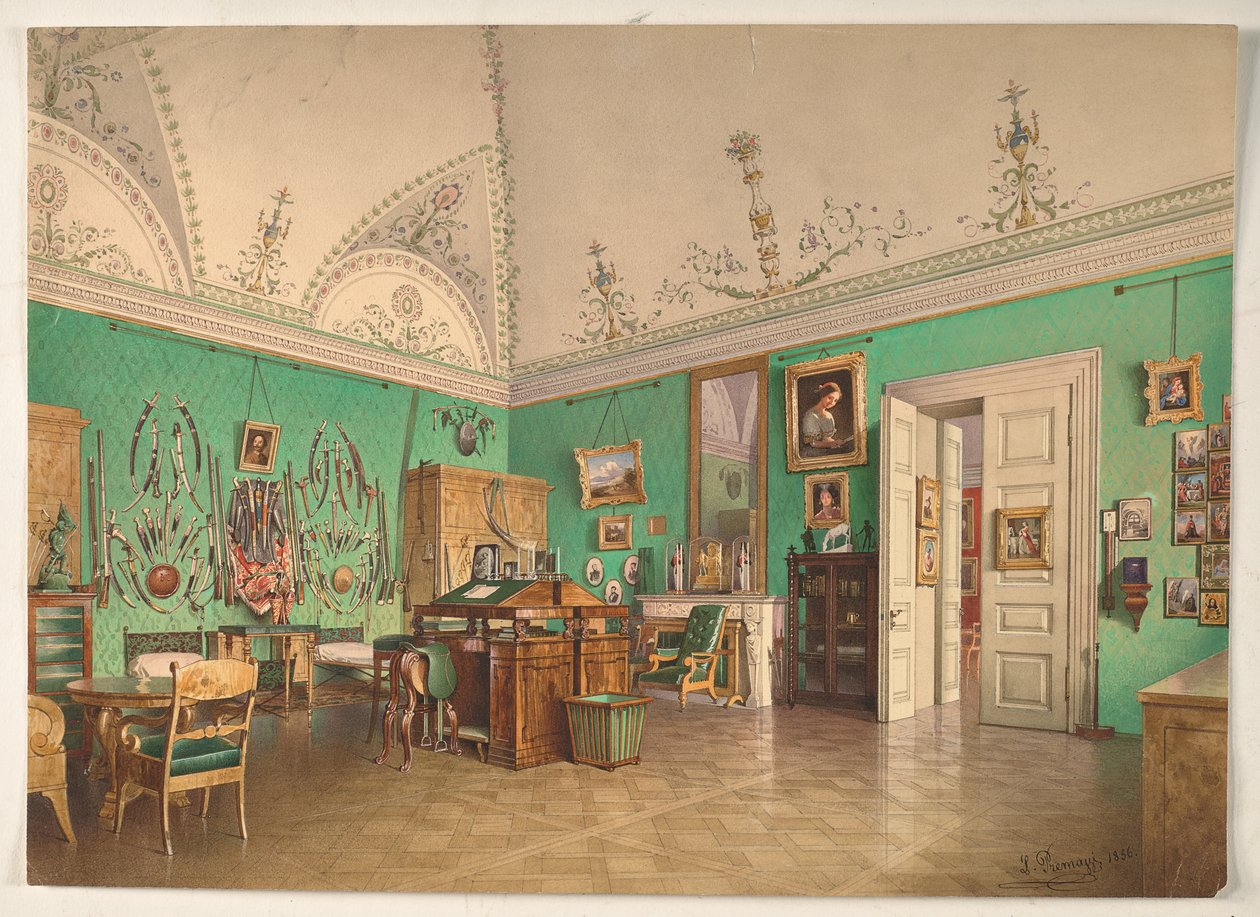 Interiør af storhertug Mikhail Nikolayevichs arbejdsværelse i Sankt Petersborg af Luigi Premazzi