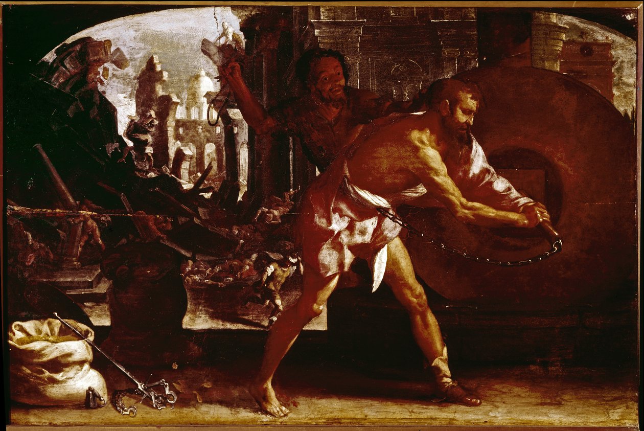 Samson og møllestenen (olie på lærred, ca. 1650) af Luigi Miradori