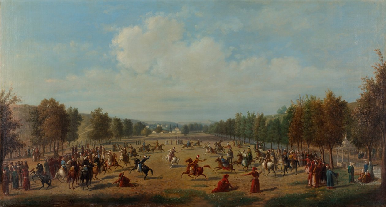 Game of Jereed i Kagithane, ca. 1890 af Luigi Acquarone