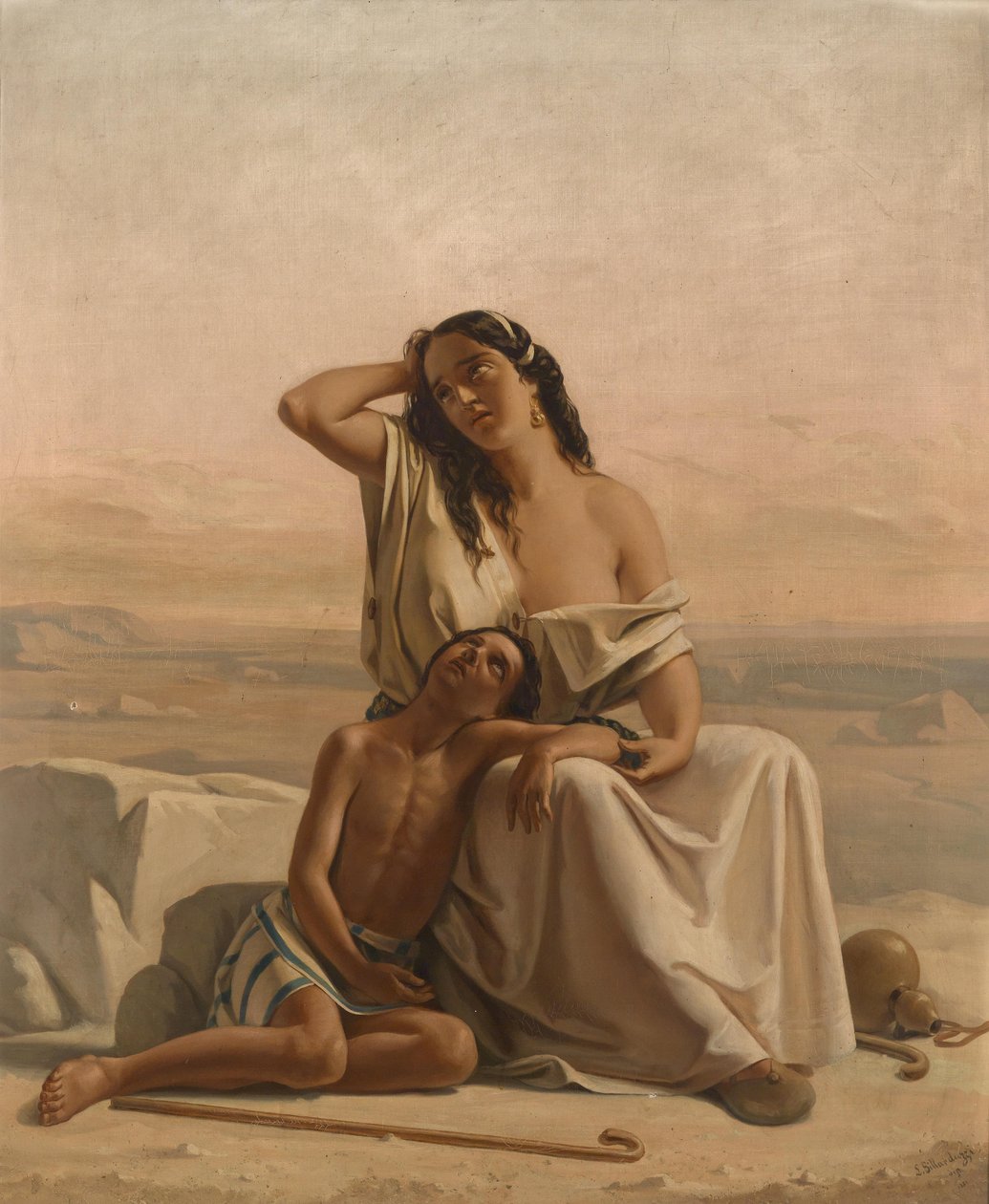 Hagar og Ismael i ørkenen af Luigi Alois Gillarduzzi