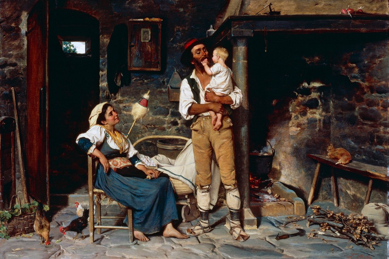 Et børnespil (olie på lærred) af Luigi Bechi