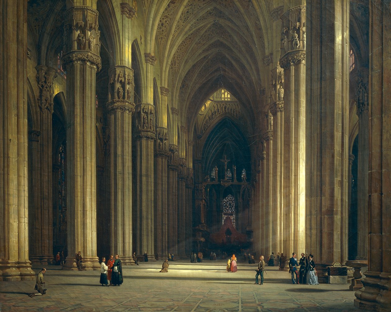 Interiør af Milano-katedralen (Milano Duomo), af Luigi Bisi (1814-1886) af Luigi Bisi
