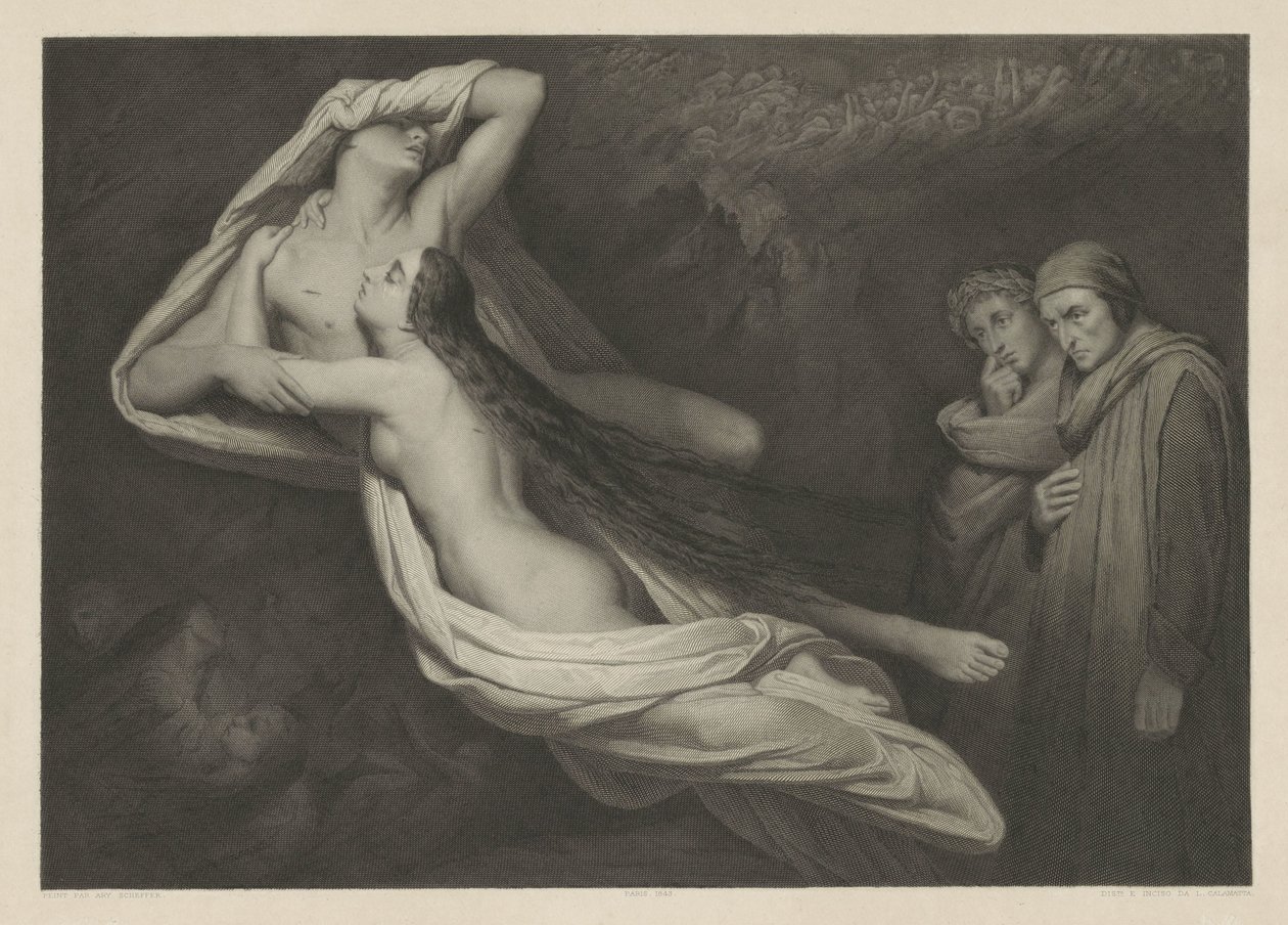 Francesca da Rimini i Paolo Malatesta af Luigi Calamatta