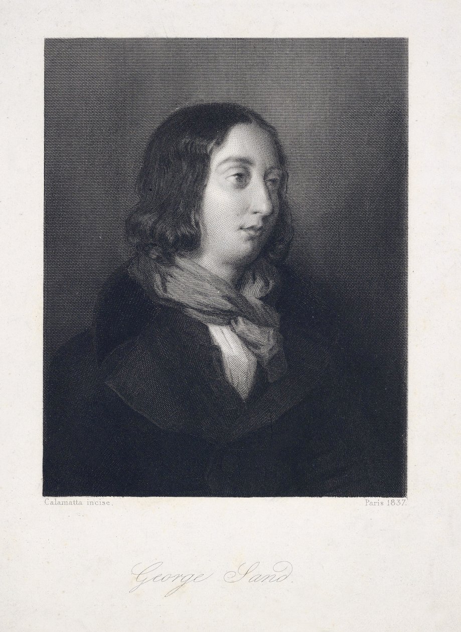 Portræt af George Sand, udg. 1837 (gravering) af Luigi Calamatta