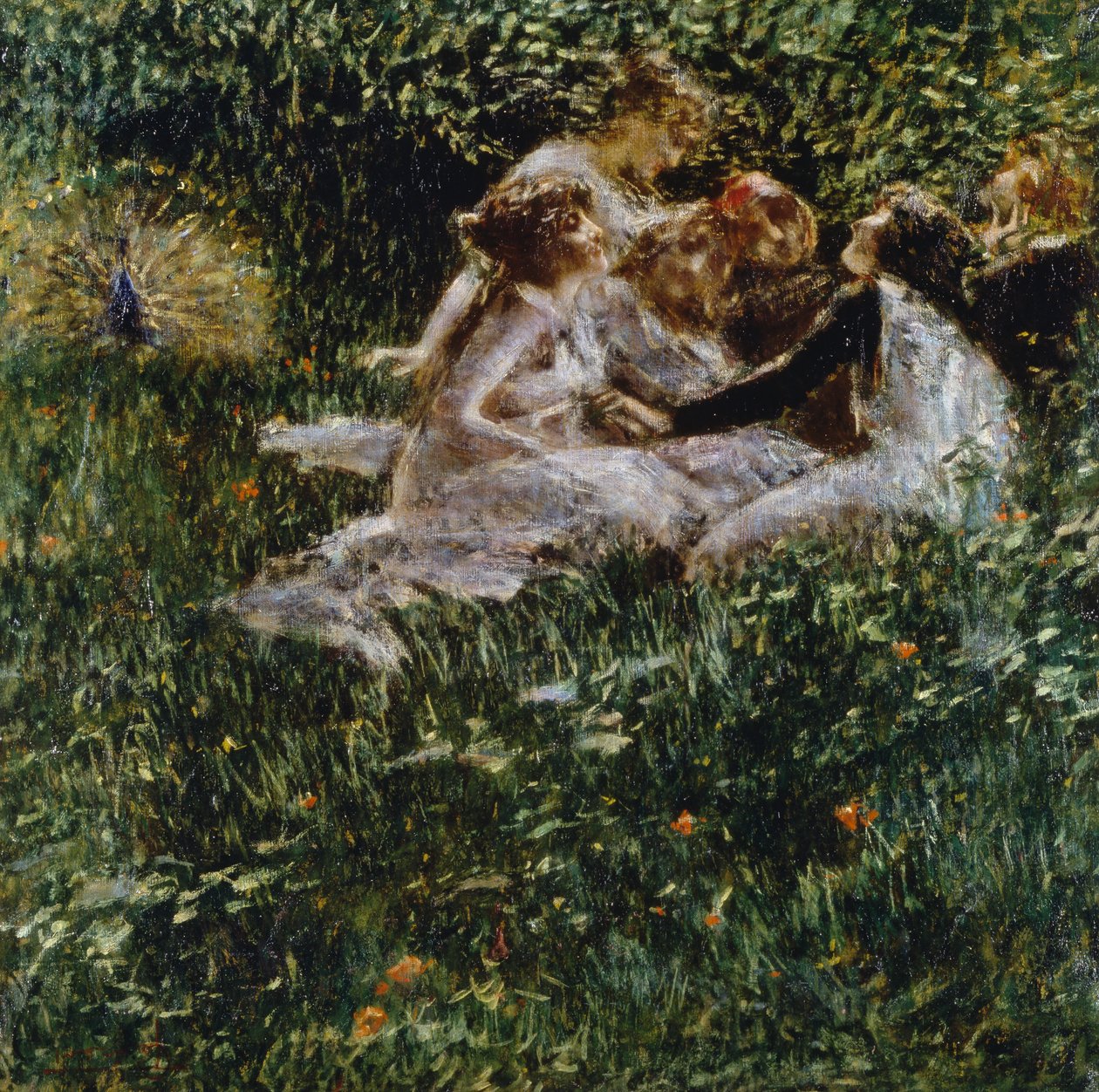 Allegory of Spring, af Luigi Conconi (1852-1917), olie på lærred, 77x77 cm af Luigi Conconi
