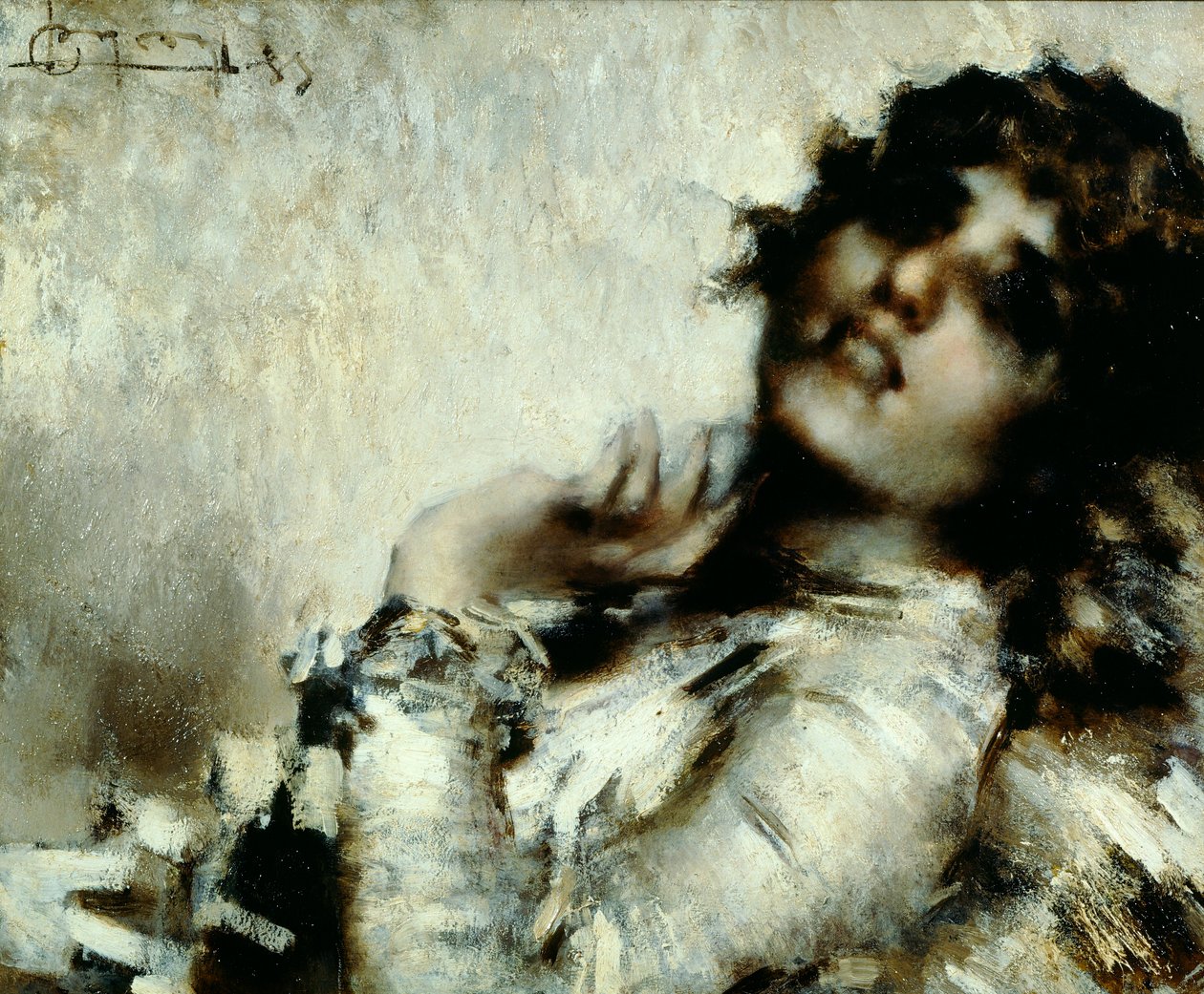 Portræt af kvinde, af Luigi Conconi (1852-1917), olie på lærred, 50x60 cm af Luigi Conconi
