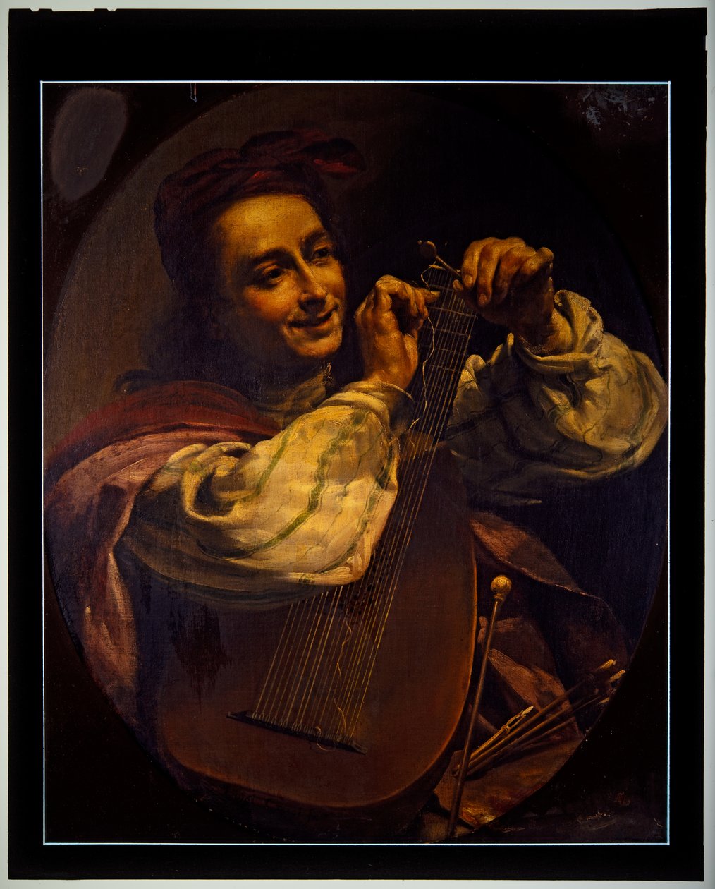 Mand med lut, udateret (maleri) af Luigi Crespi