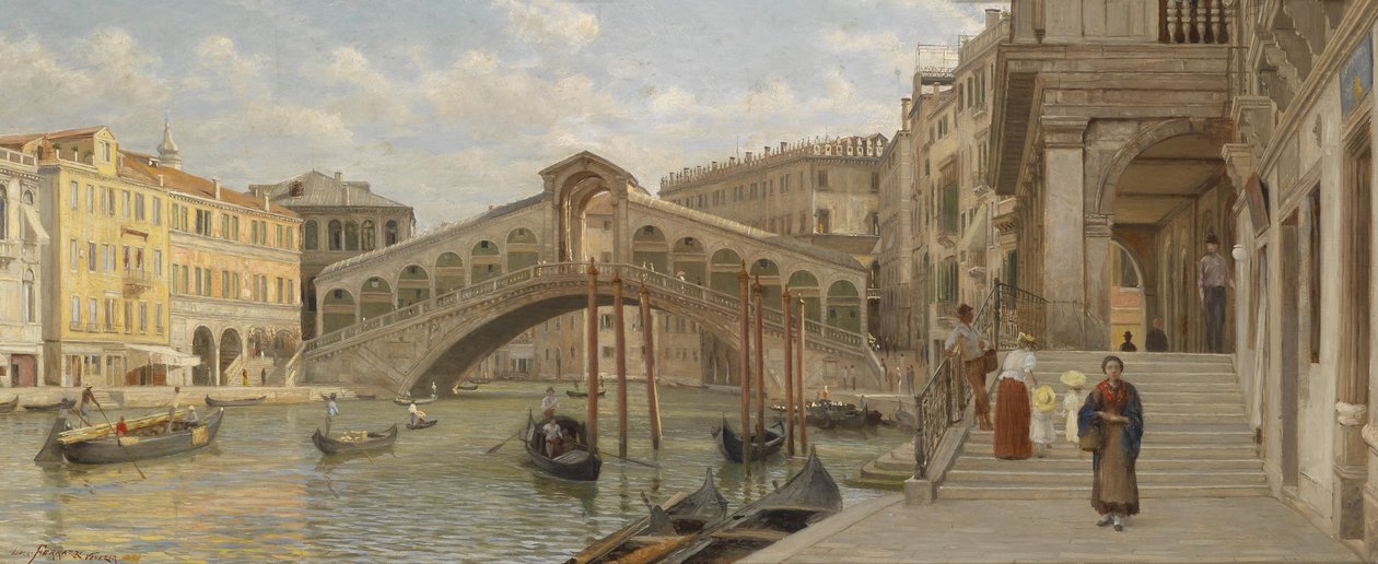 Udsigt over Rialtobroen, Venedig af Luigi Ferrazzi