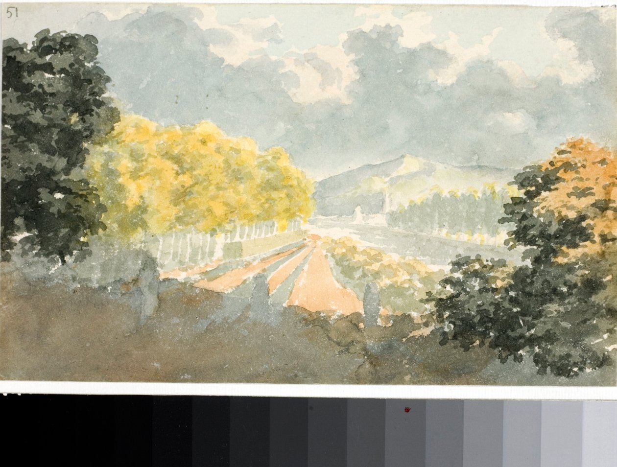 Landskab, Italien (Akvarel, ca. 1825) af Luigi Garibbo