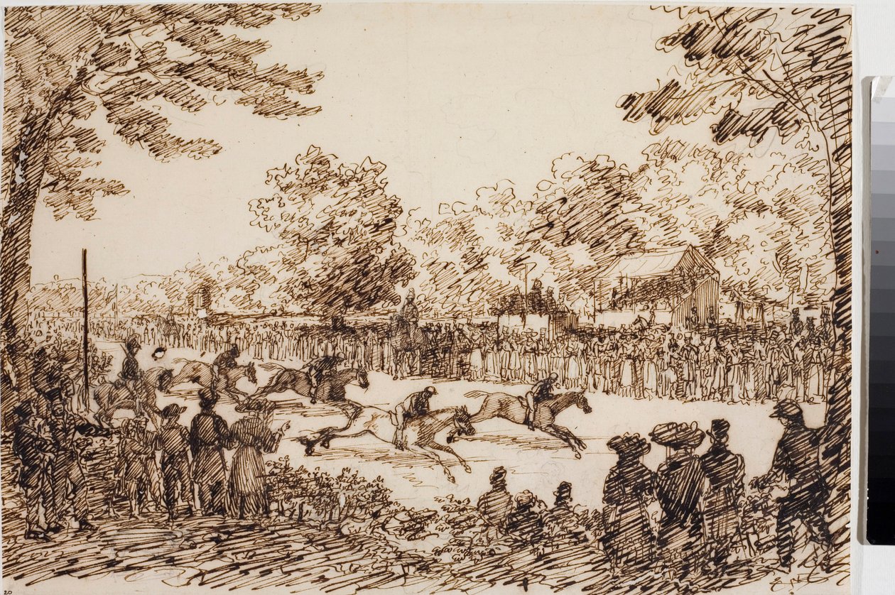 Hestevæddeløb (sandsynligvis festen San Giovanni a Firenze) (Ink, ca. 1825) af Luigi Garibbo