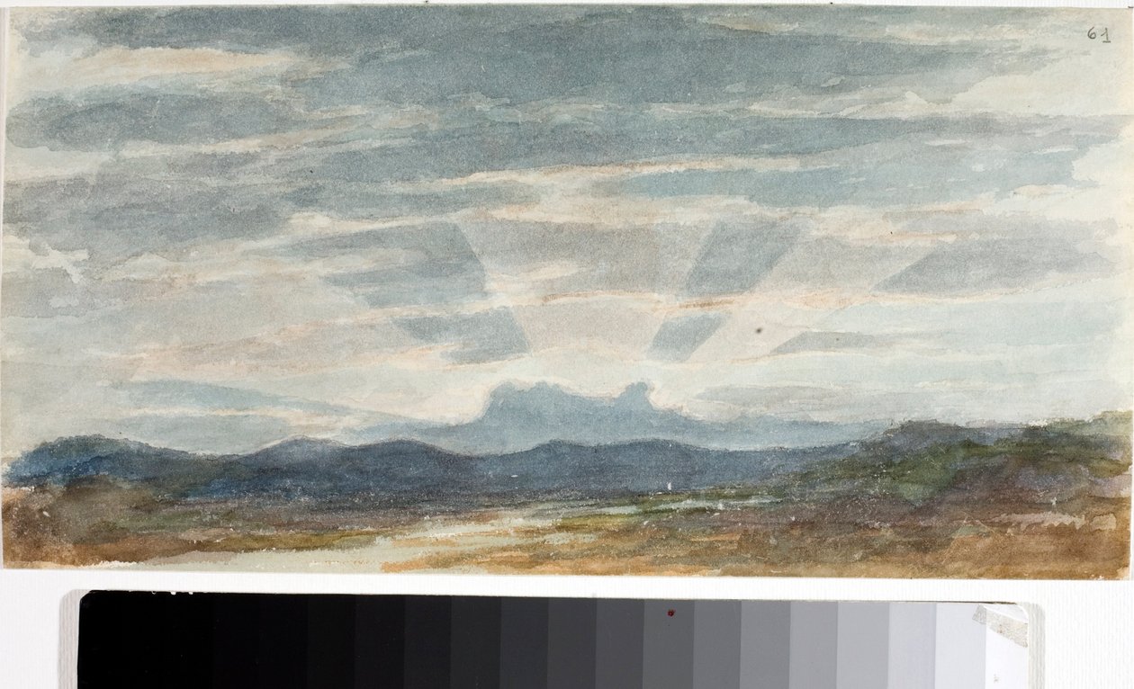Landskab, lyseffekter (Akvarel, før 1825) af Luigi Garibbo