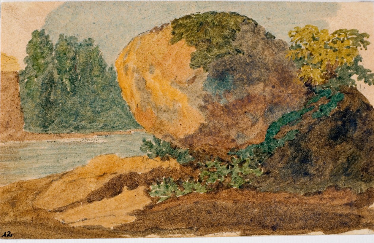 Torrent-landskab (akvarel, ca. 1825) af Luigi Garibbo