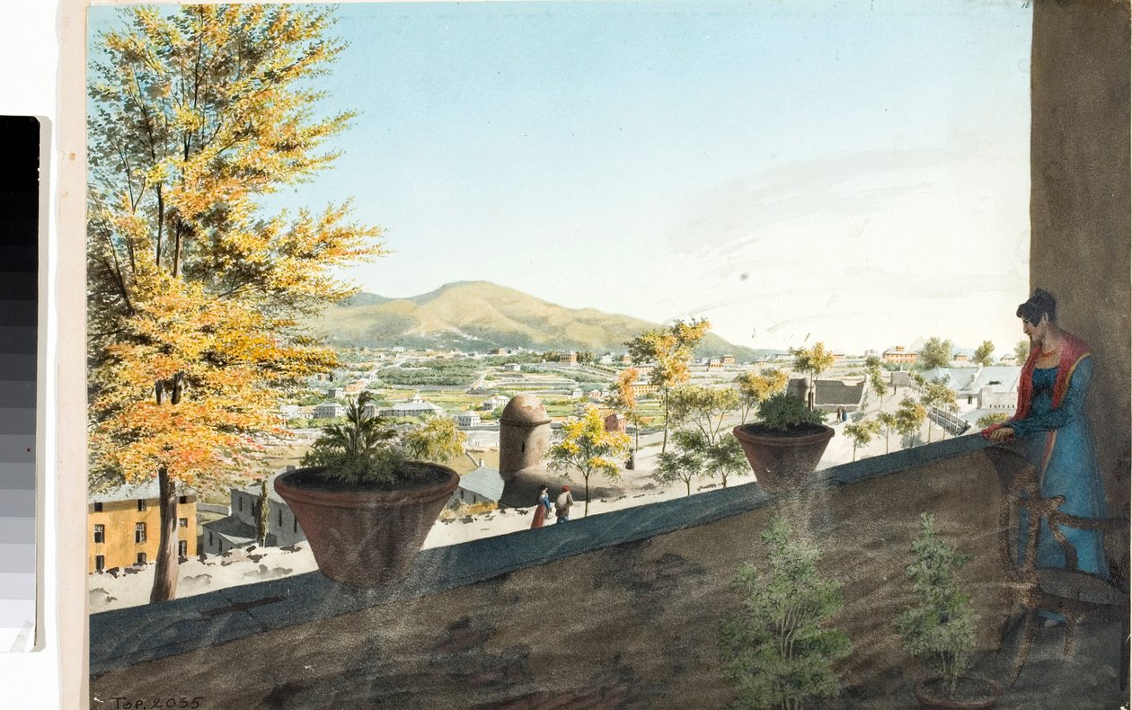 Kvarterne i Genovas periferi (Tegning og akvarel, ca. 1825) af Luigi Garibbo