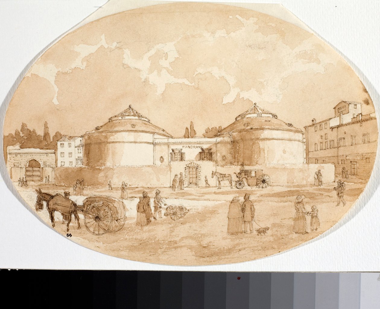Udsigt over Porta al Prato-pladsen i Firenze (blæk og akvarel af Luigi Garibbo