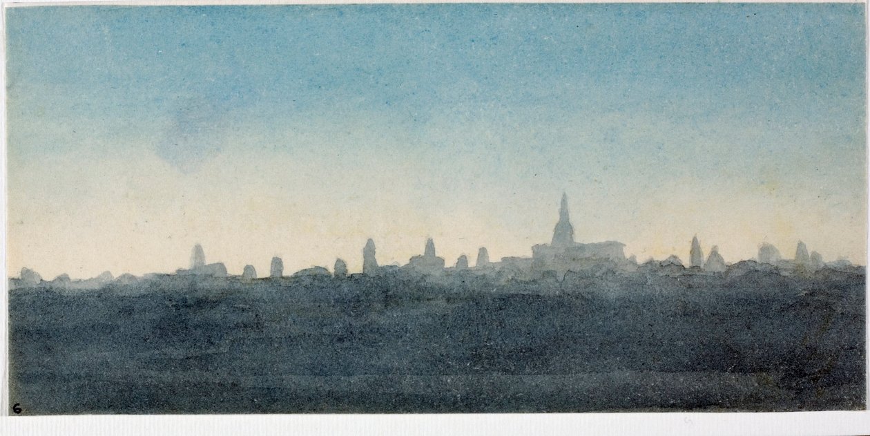 Udsigt over byen Firenze profil af huse og monumenter (Akvarel af Luigi Garibbo
