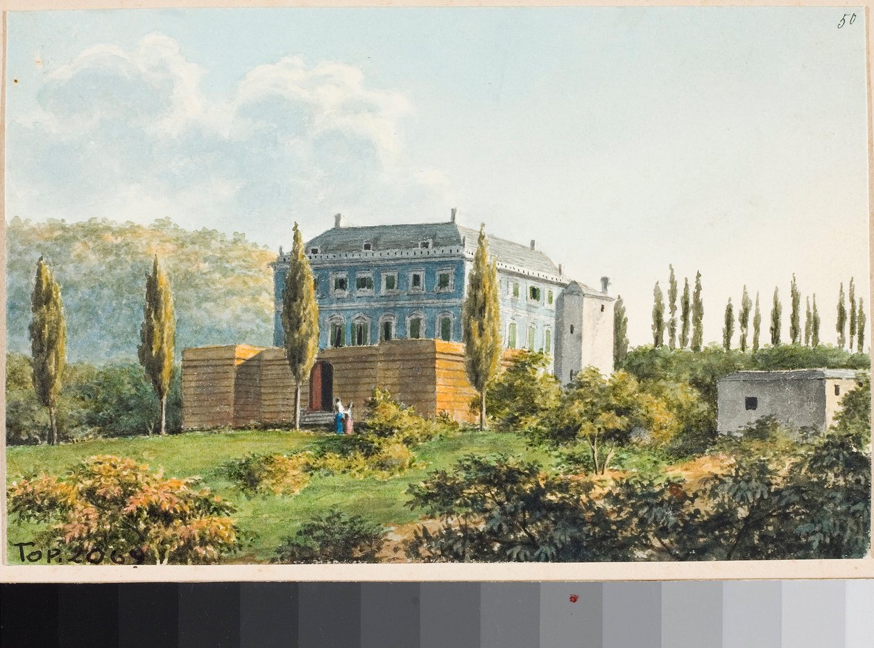 Udsigt over villa sandsynligvis i Albaro-distriktet, Genova (akvarel, ca. 1825) af Luigi Garibbo