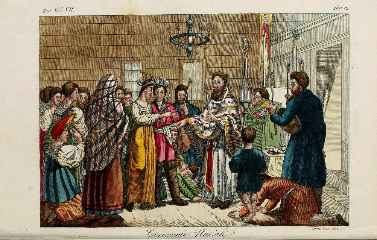 Trolovelsen. Illustration fra antikke og moderne skikke eller regeringshistorie... af Giulio Ferrario, 1831 af Luigi Giarrè
