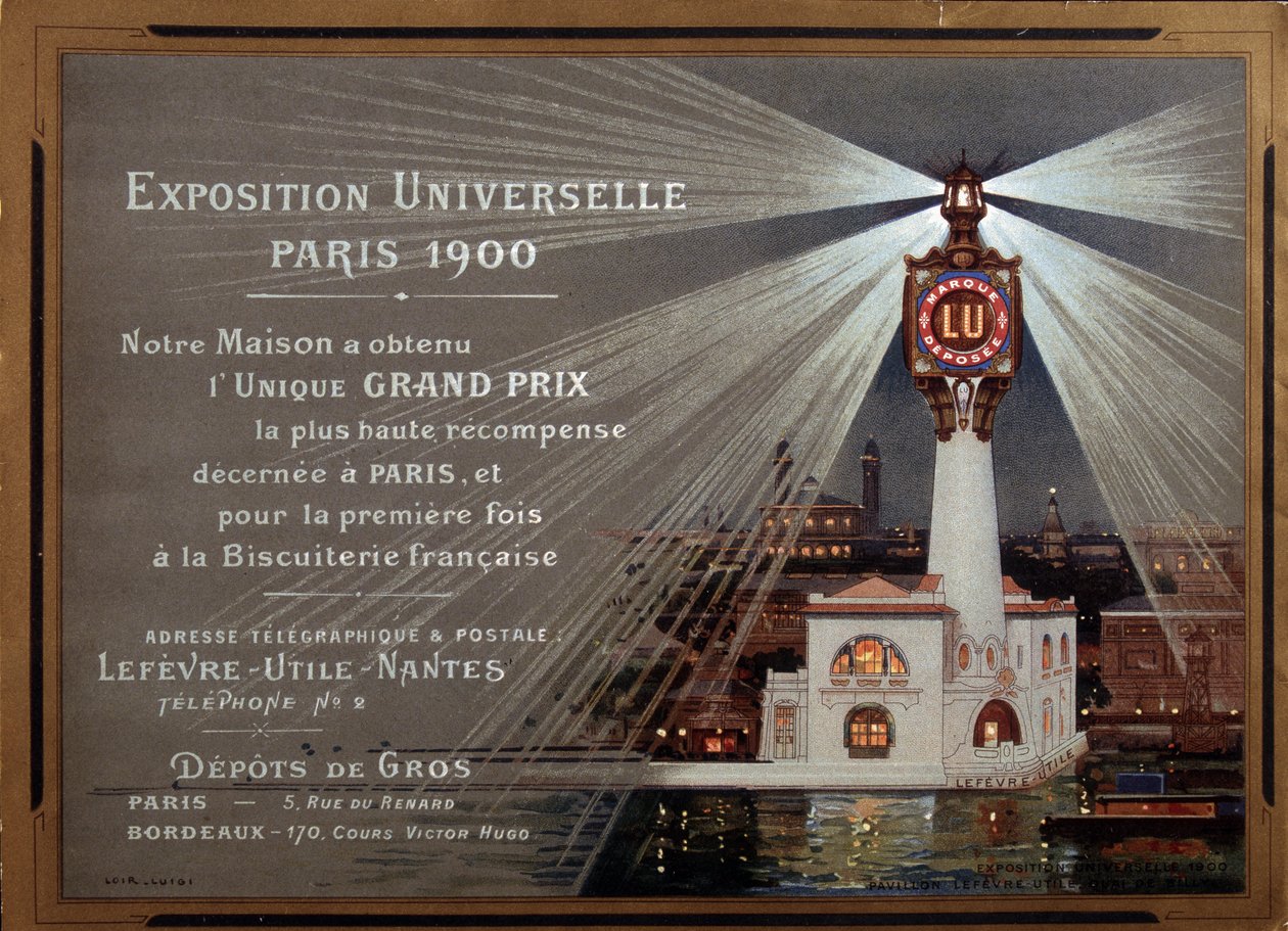 Exposition Universelle i Paris 1900: reklame for mærket LU - Illustration af Luigi Loir (1845-1916) af Luigi Loir
