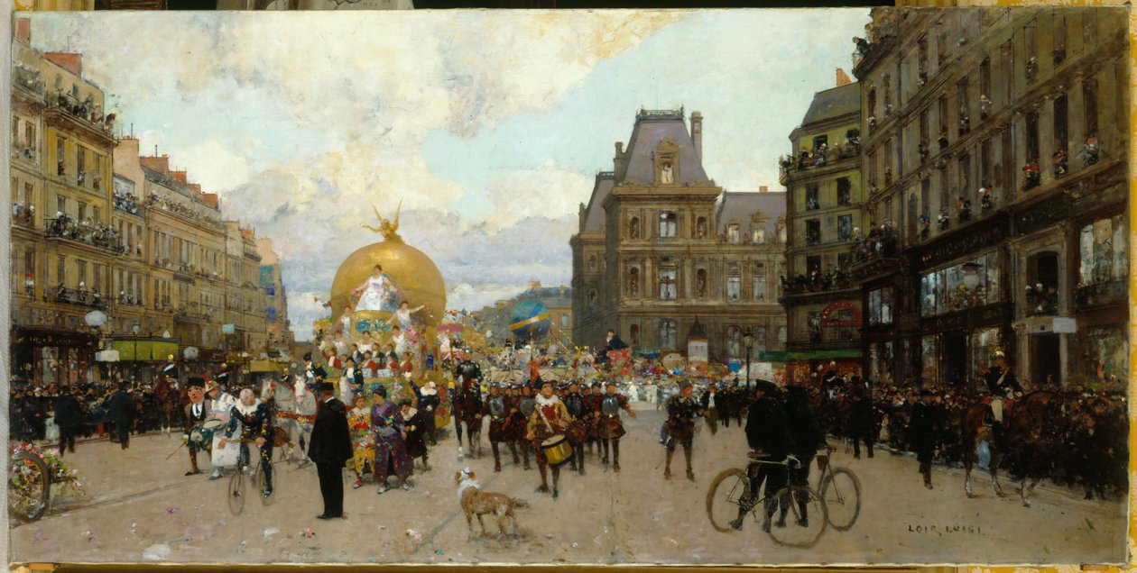 Fasten i Paris, ca. 1912 (olie på lærred) af Luigi Loir