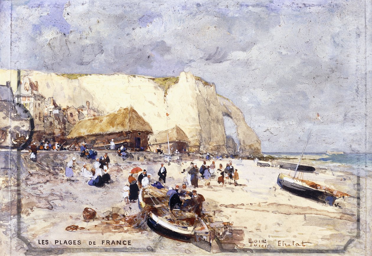 Stranden ved Etretat, af Luigi Loir