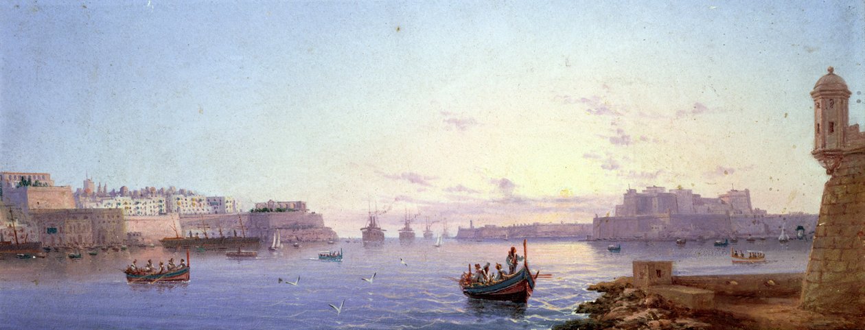 The Grand Harbour, Valletta (bord) af Luigi Maria Galea