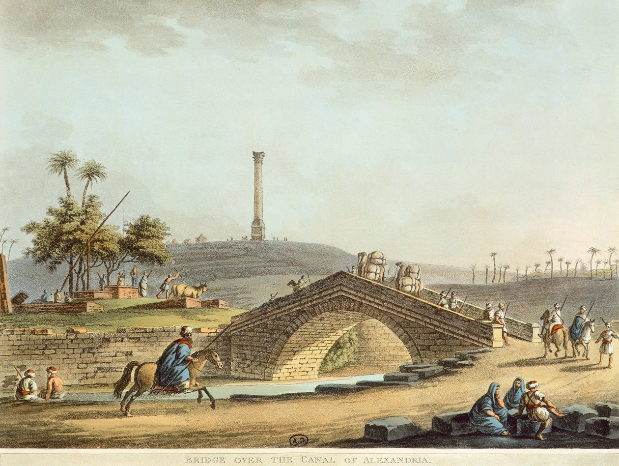 Bro over kanalen i Alexandria af Luigi Mayer