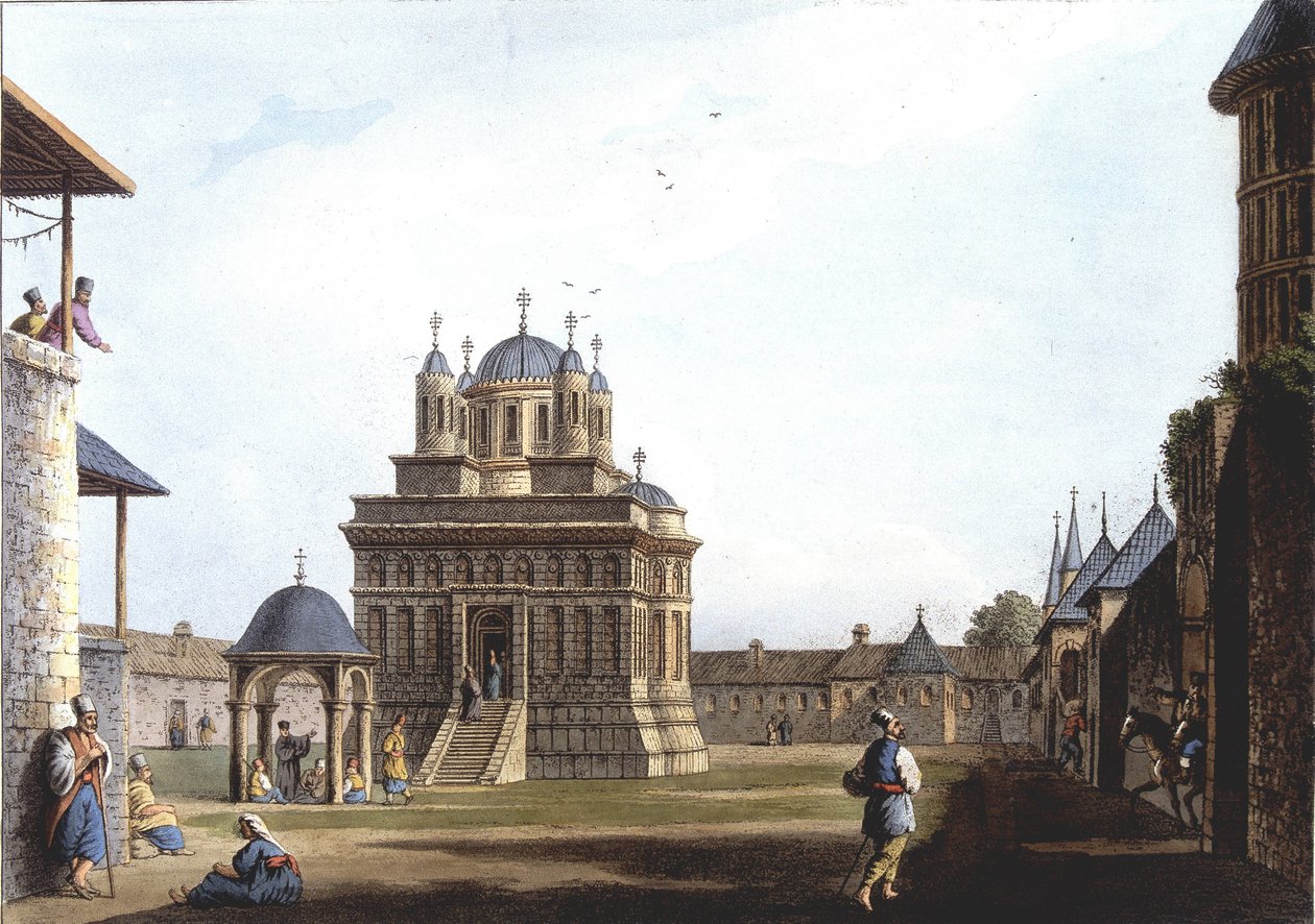 Kirke og kloster Saint Mary, Tyrkiet. i "" Udsigter i det osmanniske herredømme, i Europa, i Asien og nogle af middelhavsøerne"" fra de originale tegninger taget af Luigi Mayer, London af Luigi Mayer