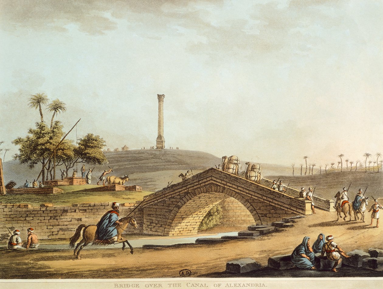 Egypten, bro over Alexandria-kanalen, af Luigi Mayer, gravering af Luigi Mayer