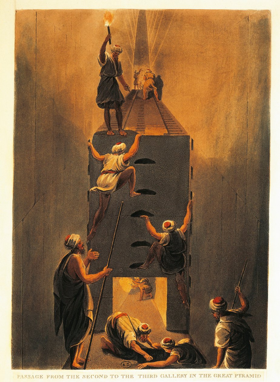 Frankrig, Paris, passage fra det andet til det tredje galleri i den store pyramide i Giza af Luigi Mayer