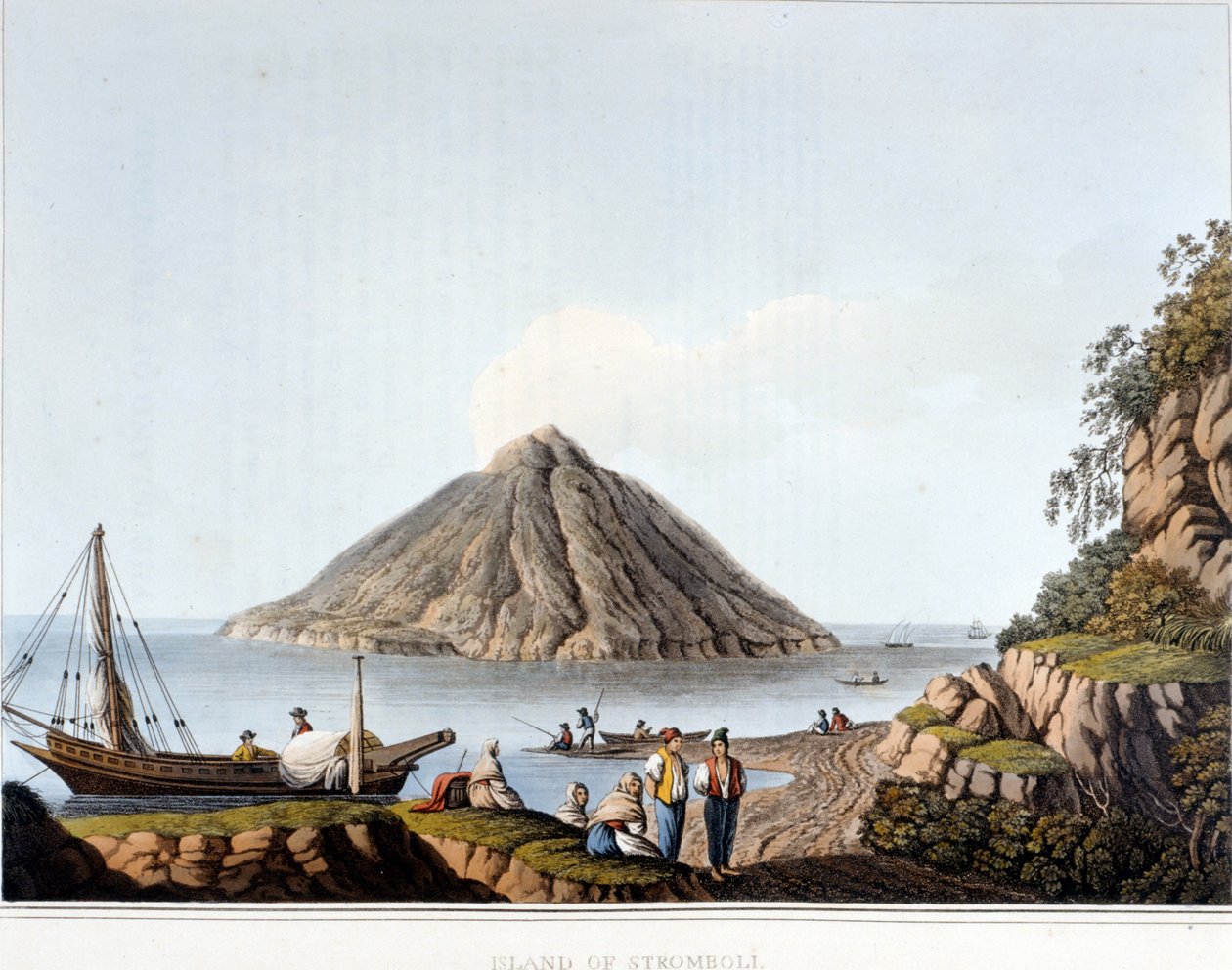 Øen Stromboli - i "" Udsigter i det osmanniske herredømme, i Europa, i Asien og nogle af middelhavsøerne"", af Luigi Mayer, London af Luigi Mayer