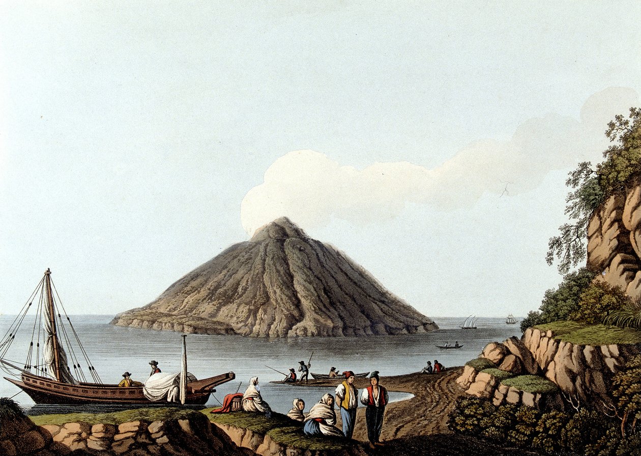 Øen Stromboli - i "" Udsigter i det osmanniske herredømme, i Europa, i Asien og nogle af middelhavsøerne"", af Luigi Mayer, London af Luigi Mayer