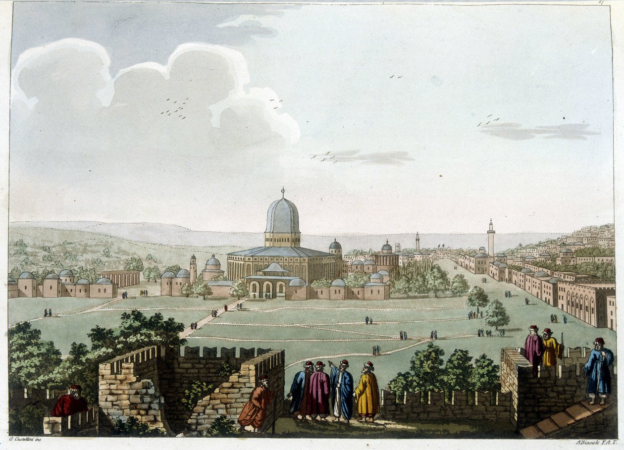 Salomons tempel (moskeen i Jerusalem) - i "" Udsigter i de osmanniske herredømmer, i Europa, i Asien og nogle af middelhavsøerne""" fra de originale tegninger taget af Luigi Mayer, London af Luigi Mayer