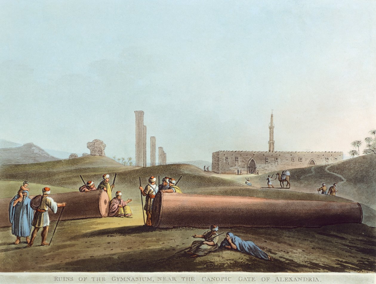 Ruinerne af gymnastiksalen nær Canopic Gate i Alexandria af Luigi Mayer
