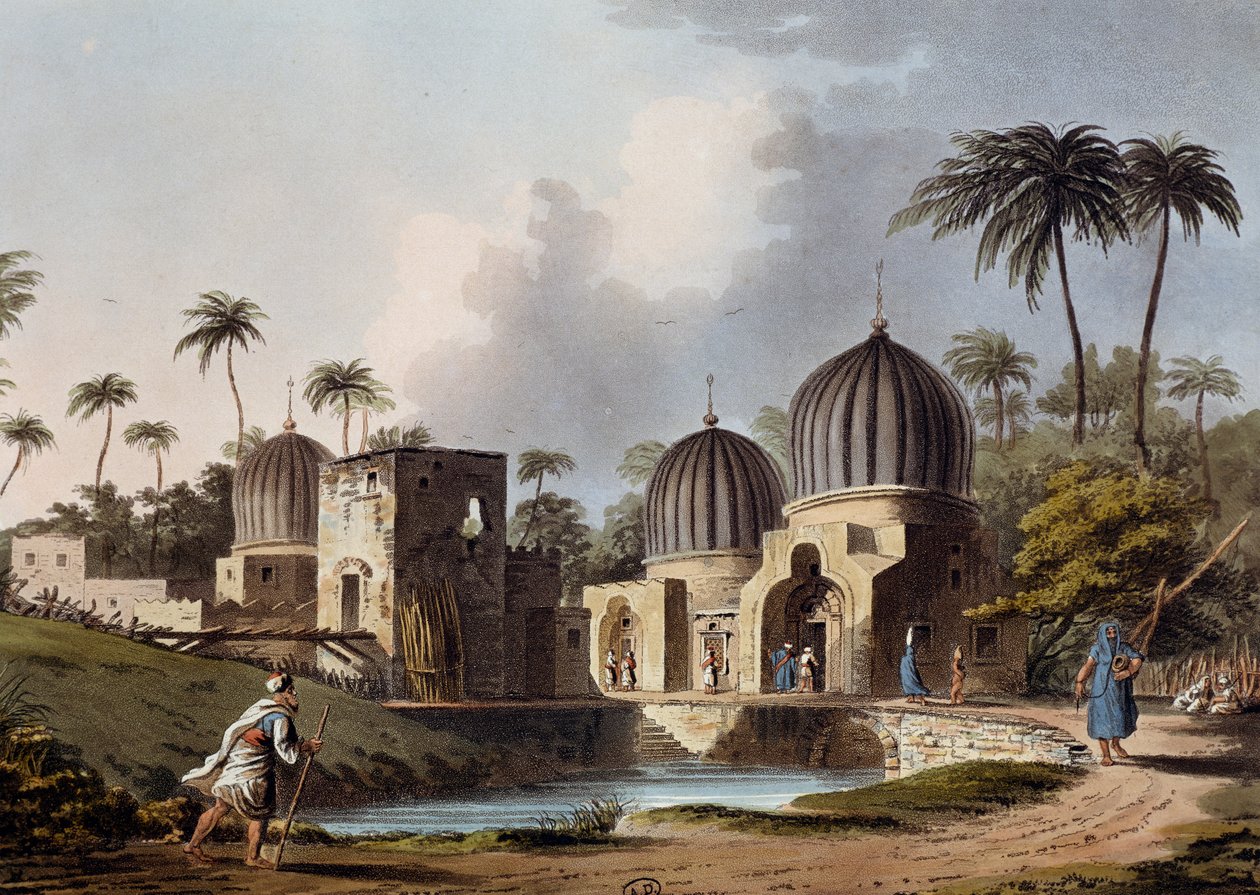 Arabiske helliges grave i Rosetta, gravering, af Luigi Mayer (1755-ca 1803), fra udsigter i Egypten, Palæstina og andre dele af det osmanniske imperium af Luigi Mayer
