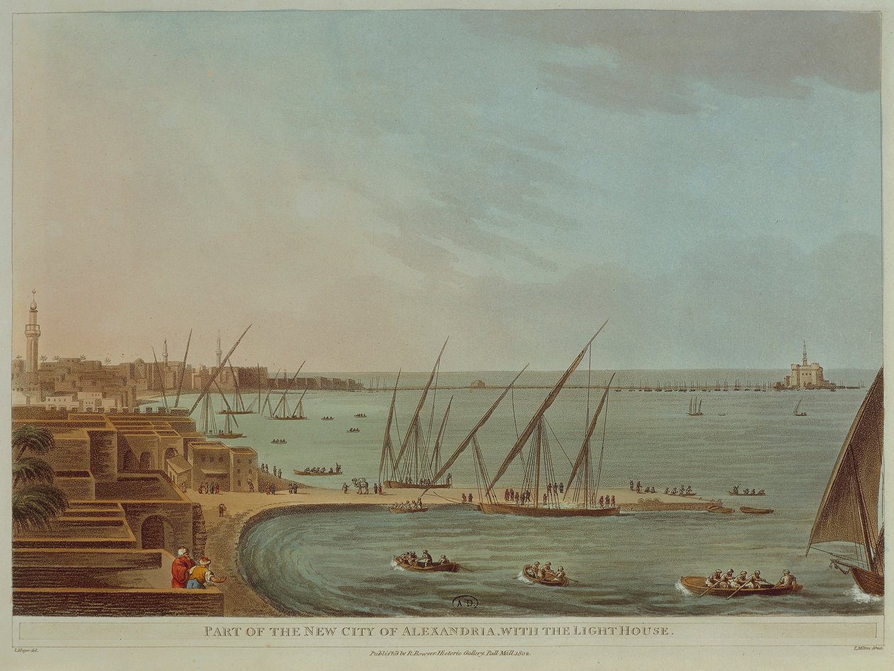 Udsigt over Alexandria med fyrtårn, fra udsigt over Egypten af Luigi Mayer af Luigi Mayer